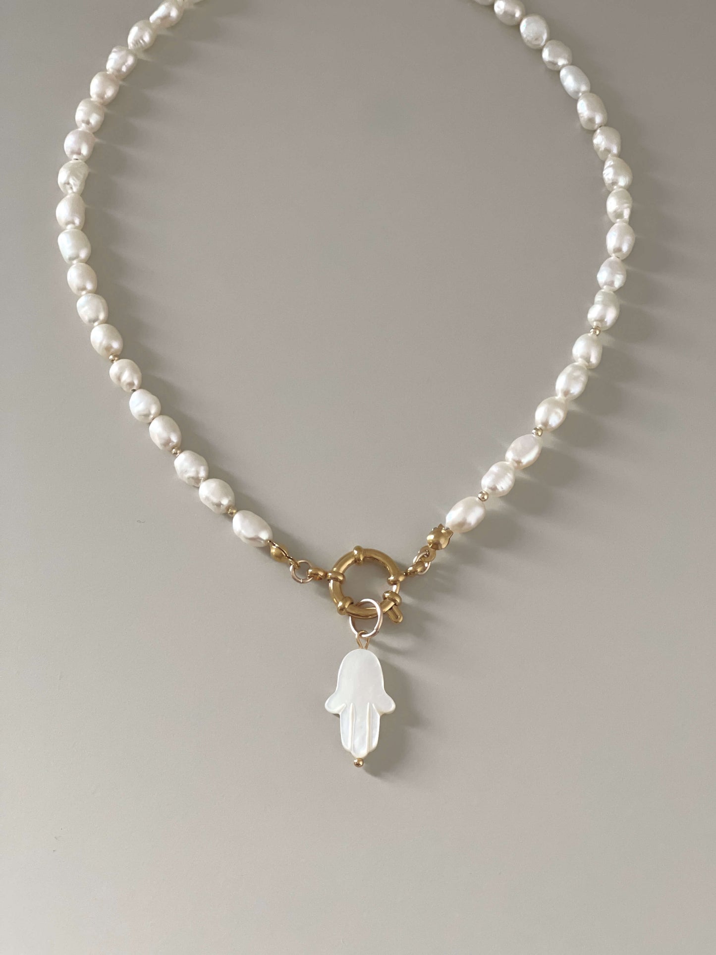 HAMSA PEARL NECKLACE