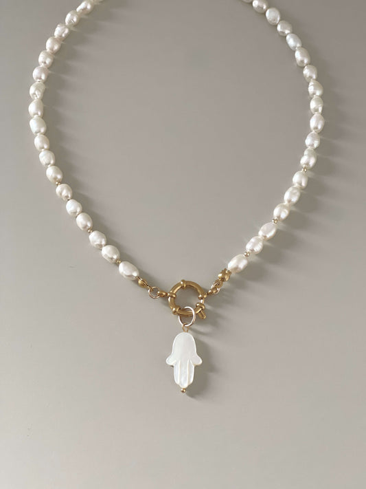 HAMSA PEARL NECKLACE