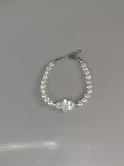 Hamsa Pearl Bracelet