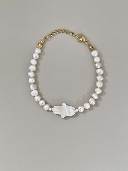 Hamsa Pearl Bracelet